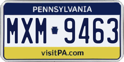 PA license plate MXM9463