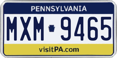 PA license plate MXM9465
