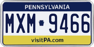 PA license plate MXM9466