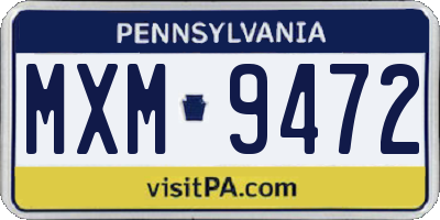 PA license plate MXM9472