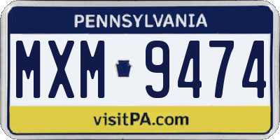 PA license plate MXM9474