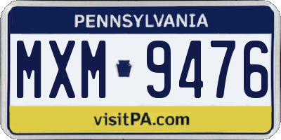 PA license plate MXM9476