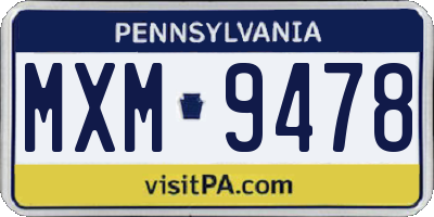 PA license plate MXM9478