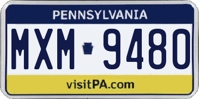 PA license plate MXM9480