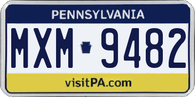 PA license plate MXM9482