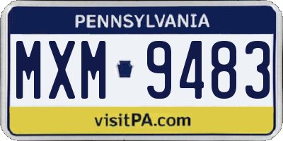 PA license plate MXM9483