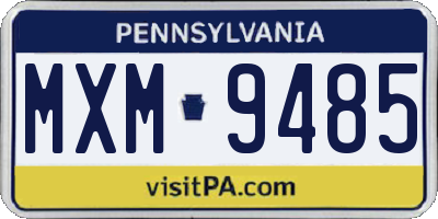 PA license plate MXM9485