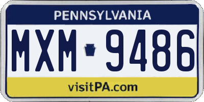 PA license plate MXM9486