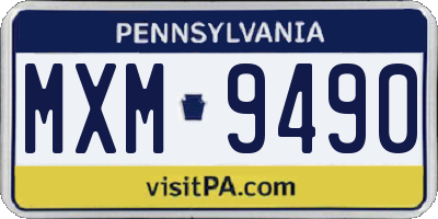 PA license plate MXM9490