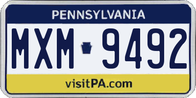 PA license plate MXM9492