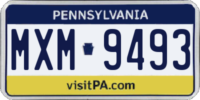 PA license plate MXM9493