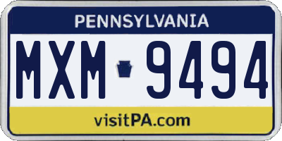 PA license plate MXM9494