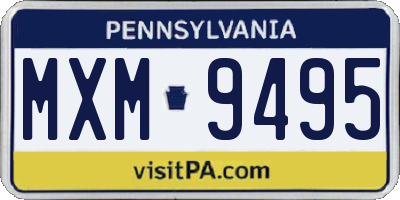 PA license plate MXM9495