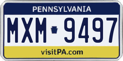 PA license plate MXM9497