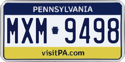 PA license plate MXM9498