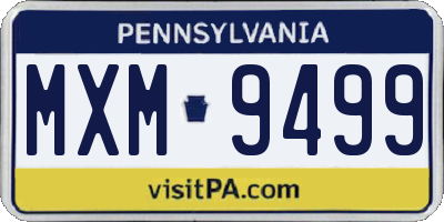 PA license plate MXM9499