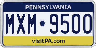PA license plate MXM9500