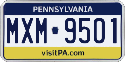 PA license plate MXM9501