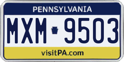 PA license plate MXM9503