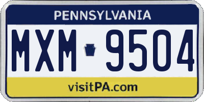 PA license plate MXM9504