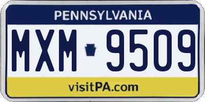 PA license plate MXM9509