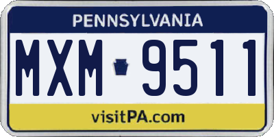 PA license plate MXM9511