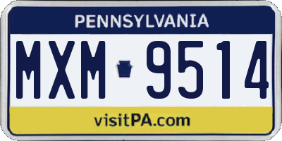 PA license plate MXM9514