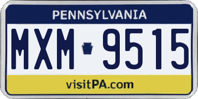 PA license plate MXM9515