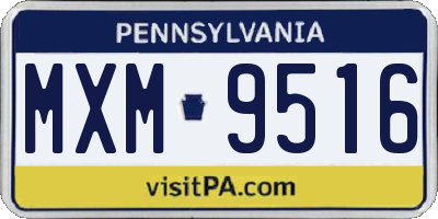 PA license plate MXM9516
