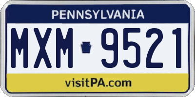 PA license plate MXM9521