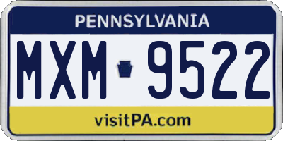 PA license plate MXM9522