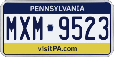 PA license plate MXM9523