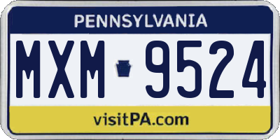 PA license plate MXM9524
