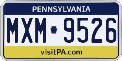 PA license plate MXM9526