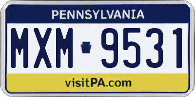 PA license plate MXM9531