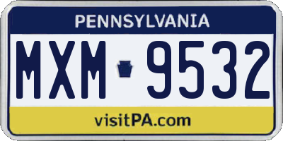 PA license plate MXM9532