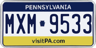 PA license plate MXM9533