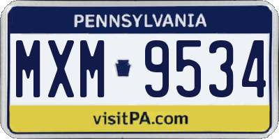 PA license plate MXM9534