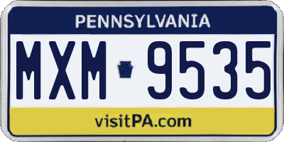 PA license plate MXM9535