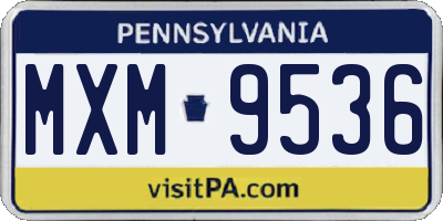 PA license plate MXM9536