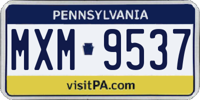 PA license plate MXM9537