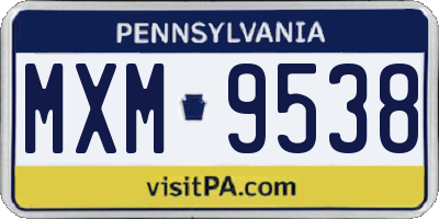 PA license plate MXM9538