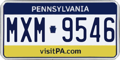 PA license plate MXM9546