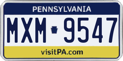 PA license plate MXM9547