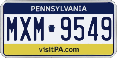 PA license plate MXM9549