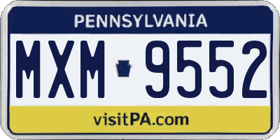 PA license plate MXM9552