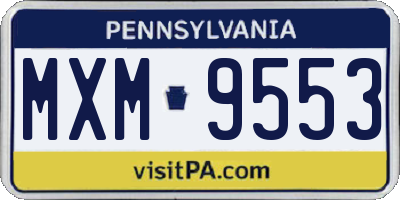 PA license plate MXM9553