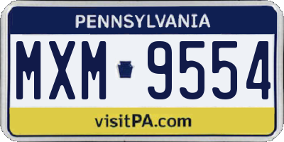 PA license plate MXM9554