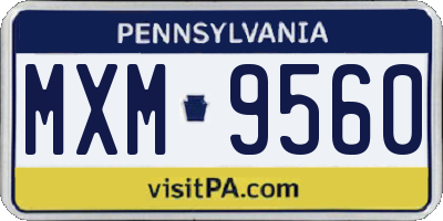 PA license plate MXM9560