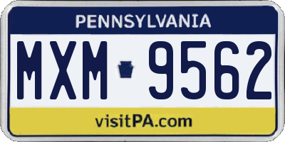 PA license plate MXM9562